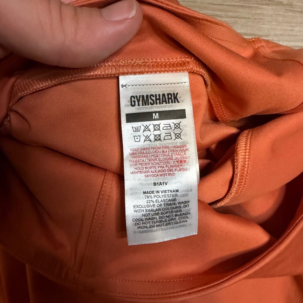 Gymshark Orange High Waisted Crossover Leggings Womens Medium B1A1V Athletic - Picture 3 of 5